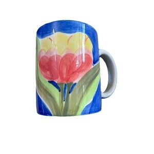 April Cornell Yellow Orange Tulip Floral Coffee Tea Mug Cup Ceramic Floral
